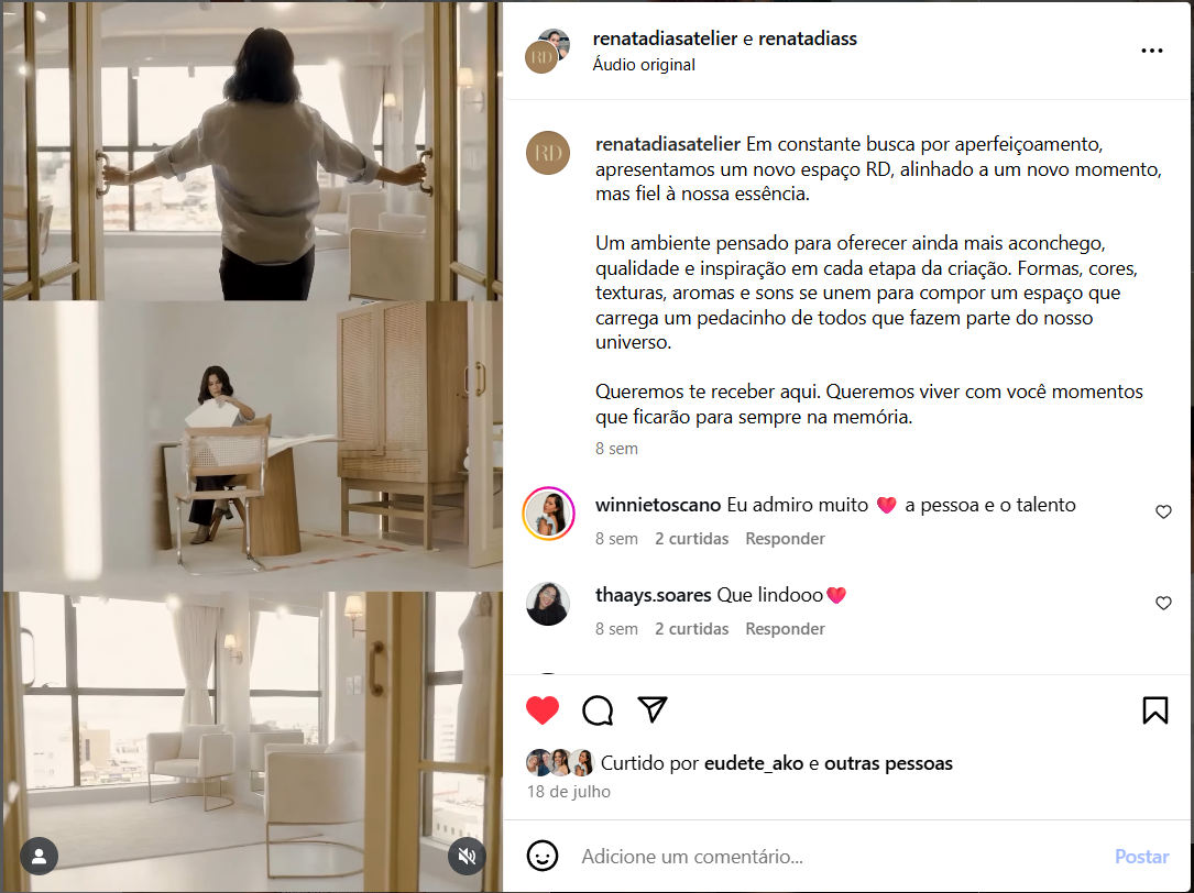 Post Instagram — Novo espaço RD